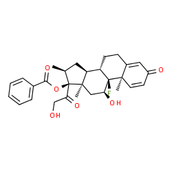 ChemSpider 2D Image | (9beta,10alpha,11beta,13alpha,16beta,17alpha)-9-Fluoro-11,21-dihydroxy-16-methyl-3,20-dioxopregna-1,4-dien-17-yl benzoate | C29H33FO6