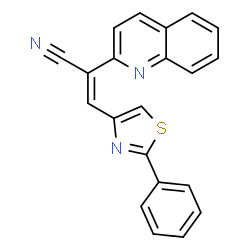 ChemSpider 2D Image | (2E)-3-(2-Phenyl-1,3-thiazol-4-yl)-2-(2-quinolinyl)acrylonitrile | C21H13N3S