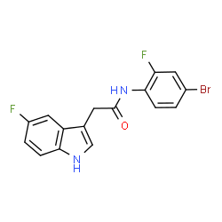 ChemSpider 2D Image | N-(4-Bromo-2-fluorophenyl)-2-(5-fluoro-1H-indol-3-yl)acetamide | C16H11BrF2N2O