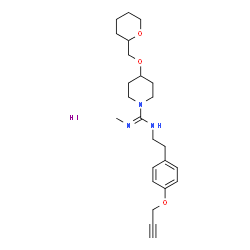 ChemSpider 2D Image | N'-Methyl-N-{2-[4-(2-propyn-1-yloxy)phenyl]ethyl}-4-(tetrahydro-2H-pyran-2-ylmethoxy)-1-piperidinecarboximidamide hydroiodide (1:1) | C24H36IN3O3