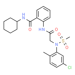ChemSpider 2D Image | 2-{[N-(5-Chloro-2-methylphenyl)-N-(methylsulfonyl)glycyl]amino}-N-cyclohexylbenzamide | C23H28ClN3O4S