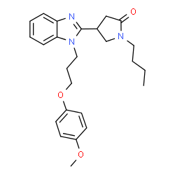 ChemSpider 2D Image | 1-Butyl-4-{1-[3-(4-methoxyphenoxy)propyl]-1H-benzimidazol-2-yl}-2-pyrrolidinone | C25H31N3O3