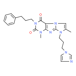 ChemSpider 2D Image | 8-[3-(1H-Imidazol-1-yl)propyl]-1,7-dimethyl-3-(3-phenylpropyl)-1H-imidazo[2,1-f]purine-2,4(3H,8H)-dione | C24H27N7O2