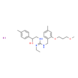 ChemSpider 2D Image | 2-Ethyl-1-[2-hydroxy-2-(4-methylphenyl)ethyl]-3-[2-(3-methoxypropoxy)-4-methylbenzyl]guanidine hydroiodide (1:1) | C24H36IN3O3