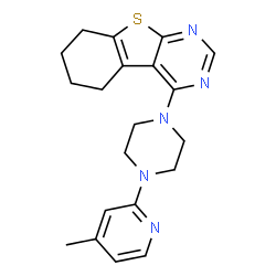 ChemSpider 2D Image | 4-[4-(4-Methyl-2-pyridinyl)-1-piperazinyl]-5,6,7,8-tetrahydro[1]benzothieno[2,3-d]pyrimidine | C20H23N5S