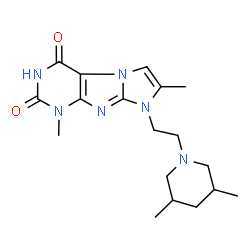 ChemSpider 2D Image | 8-[2-(3,5-Dimethyl-1-piperidinyl)ethyl]-1,7-dimethyl-1H-imidazo[2,1-f]purine-2,4(3H,8H)-dione | C18H26N6O2