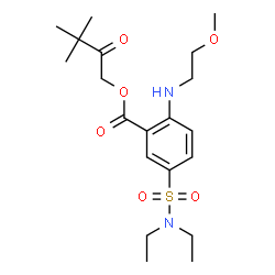 ChemSpider 2D Image | 3,3-Dimethyl-2-oxobutyl 5-(diethylsulfamoyl)-2-[(2-methoxyethyl)amino]benzoate | C20H32N2O6S