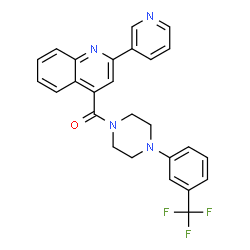 ChemSpider 2D Image | [2-(3-Pyridinyl)-4-quinolinyl]{4-[3-(trifluoromethyl)phenyl]-1-piperazinyl}methanone | C26H21F3N4O