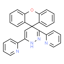 ChemSpider 2D Image | 3,6-Di(2-pyridinyl)-1H-spiro[pyridazine-4,9'-xanthene] | C26H18N4O