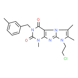 ChemSpider 2D Image | 8-(2-Chloroethyl)-1,6,7-trimethyl-3-(3-methylbenzyl)-1H-imidazo[2,1-f]purine-2,4(3H,8H)-dione | C20H22ClN5O2