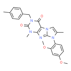 ChemSpider 2D Image | 8-(2,4-Dimethoxyphenyl)-1,7-dimethyl-3-(4-methylbenzyl)-1H-imidazo[2,1-f]purine-2,4(3H,8H)-dione | C25H25N5O4