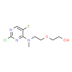 ChemSpider 2D Image | 2-{2-[(2-Chloro-5-fluoro-4-pyrimidinyl)(methyl)amino]ethoxy}ethanol | C9H13ClFN3O2