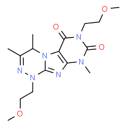 ChemSpider 2D Image | 1,7-Bis(2-methoxyethyl)-3,4,9-trimethyl-1,4-dihydro[1,2,4]triazino[3,4-f]purine-6,8(7H,9H)-dione | C16H24N6O4