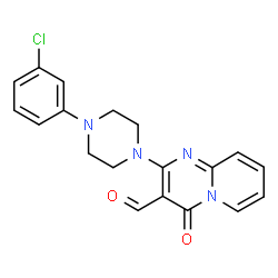 ChemSpider 2D Image | 2-[4-(3-Chlorophenyl)-1-piperazinyl]-4-oxo-4H-pyrido[1,2-a]pyrimidine-3-carbaldehyde | C19H17ClN4O2