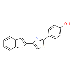 ChemSpider 2D Image | 4-[4-(1-Benzofuran-2-yl)-1,3-thiazol-2-yl]phenol | C17H11NO2S