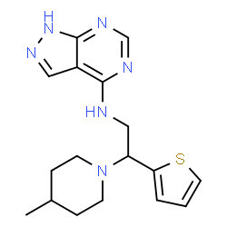 ChemSpider 2D Image | N-[2-(4-Methyl-1-piperidinyl)-2-(2-thienyl)ethyl]-1H-pyrazolo[3,4-d]pyrimidin-4-amine | C17H22N6S