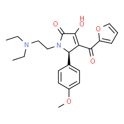 ChemSpider 2D Image | (5R)-1-[2-(Diethylamino)ethyl]-4-(2-furoyl)-3-hydroxy-5-(4-methoxyphenyl)-1,5-dihydro-2H-pyrrol-2-one | C22H26N2O5