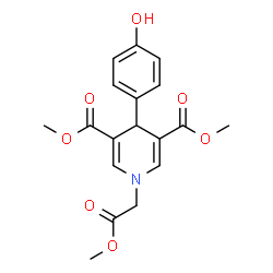 ChemSpider 2D Image | Dimethyl 4-(4-hydroxyphenyl)-1-(2-methoxy-2-oxoethyl)-1,4-dihydro-3,5-pyridinedicarboxylate | C18H19NO7