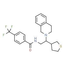 ChemSpider 2D Image | N-[2-(3,4-Dihydro-2(1H)-isoquinolinyl)-2-(tetrahydro-3-thiophenyl)ethyl]-4-(trifluoromethyl)benzamide | C23H25F3N2OS