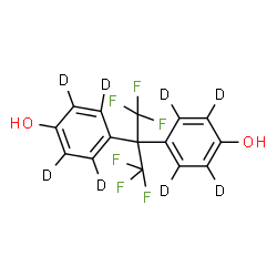 ChemSpider 2D Image | 4,4'-(1,1,1,3,3,3-Hexafluoro-2,2-propanediyl)di(~2~H_4_)phenol | C15H2D8F6O2