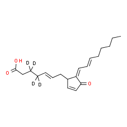 ChemSpider 2D Image | (5E,12Z,14E)-11-Oxo(3,3,4,4-~2~H_4_)prosta-5,9,12,14-tetraen-1-oic acid | C20H24D4O3