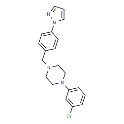 ChemSpider 2D Image | 1-(3-Chlorophenyl)-4-[4-(1H-pyrazol-1-yl)benzyl]piperazine | C20H21ClN4