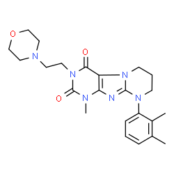 ChemSpider 2D Image | 9-(2,3-Dimethylphenyl)-1-methyl-3-[2-(4-morpholinyl)ethyl]-6,7,8,9-tetrahydropyrimido[2,1-f]purine-2,4(1H,3H)-dione | C23H30N6O3