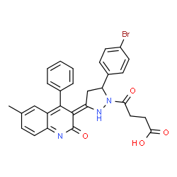 ChemSpider 2D Image | 4-[(3Z)-5-(4-Bromophenyl)-3-(6-methyl-2-oxo-4-phenyl-3(2H)-quinolinylidene)-1-pyrazolidinyl]-4-oxobutanoic acid | C29H24BrN3O4