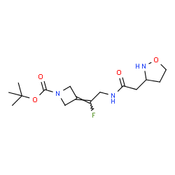ChemSpider 2D Image | 2-Methyl-2-propanyl 3-{1-fluoro-2-[(1,2-oxazolidin-3-ylacetyl)amino]ethylidene}-1-azetidinecarboxylate | C15H24FN3O4