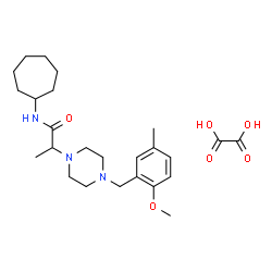 ChemSpider 2D Image | N-Cycloheptyl-2-[4-(2-methoxy-5-methylbenzyl)-1-piperazinyl]propanamide ethanedioate (1:1) | C25H39N3O6