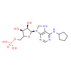 ChemSpider 2D Image | N-Cyclopentyl-9-[(4xi)-5-O-phosphono-alpha-D-erythro-pentofuranosyl]-8,9-dihydro-7H-purin-6-amine | C15H24N5O7P