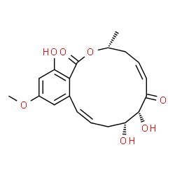ChemSpider 2D Image | (3R,5Z,8R,9R,11Z)-8,9,16-Trihydroxy-14-methoxy-3-methyl-3,4,9,10-tetrahydro-1H-2-benzoxacyclotetradecine-1,7(8H)-dione | C19H22O7