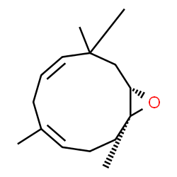 ChemSpider 2D Image | (1S,4Z,7Z,11S)-1,5,9,9-Tetramethyl-12-oxabicyclo[9.1.0]dodeca-4,7-diene | C15H24O