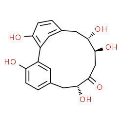 ChemSpider 2D Image | (8R,11S,12S)-3,8,11,12,17-Pentahydroxytricyclo[12.3.1.1~2,6~]nonadeca-1(18),2(19),3,5,14,16-hexaen-9-one | C19H20O6
