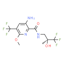 ChemSpider 2D Image | 3-Amino-6-methoxy-N-[(2S)-3,3,3-trifluoro-2-hydroxy-2-methylpropyl]-5-(trifluoromethyl)-2-pyridinecarboxamide | C12H13F6N3O3
