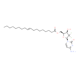 ChemSpider 2D Image | 4-Amino-1-{2-deoxy-2,2-difluoro-5-O-[(9E)-9-octadecenoyl]-beta-L-threo-pentofuranosyl}-2(1H)-pyrimidinone | C27H43F2N3O5