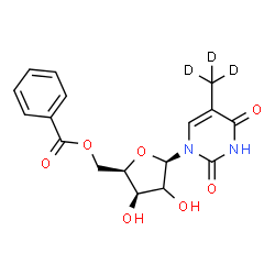 ChemSpider 2D Image | 1-[(2xi)-5-O-Benzoyl-beta-D-threo-pentofuranosyl]-5-(~2~H_3_)methyl-2,4(1H,3H)-pyrimidinedione | C17H15D3N2O7