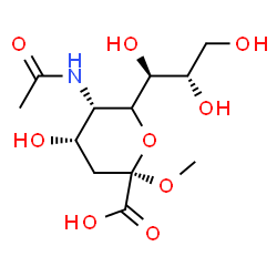 ChemSpider 2D Image | Methyl 5-acetamido-3,5-dideoxy-6-[(1S,2S)-1,2,3-trihydroxypropyl]-alpha-D-erythro-hex-2-ulopyranosidonic acid | C12H21NO9