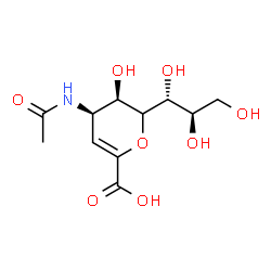 ChemSpider 2D Image | 4-Acetamido-2,6-anhydro-3,4-dideoxy-6-[(1R,2R)-1,2,3-trihydroxypropyl]-L-erythro-hex-2-enonic acid | C11H17NO8