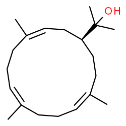 ChemSpider 2D Image | 2-[(1S,3Z,7Z,11Z)-4,8,12-Trimethyl-3,7,11-cyclotetradecatrien-1-yl]-2-propanol | C20H34O