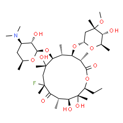 ChemSpider 2D Image | (3S,4R,5R,6S,7S,9R,11S,12S,13R,14S)-6-{[(2R,3S,4R,6S)-4-(Dimethylamino)-3-hydroxy-6-methyltetrahydro-2H-pyran-2-yl]oxy}-14-ethyl-9-fluoro-7,12,13-trihydroxy-4-{[(2S,4S,5R,6R)-5-hydroxy-4-methoxy-4,6-d
imethyltetrahydro-2H-pyran-2-yl]oxy}-3,5,7,9,11,13-hexamethyloxacyclotetradecane-2,10-dione (non-preferred name) | C37H66FNO13