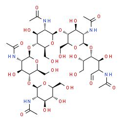 ChemSpider 2D Image | 2-Acetamido-2-deoxy-beta-L-glucopyranosyl-(1->4)-2-acetamido-2-deoxy-beta-L-glucopyranosyl-(1->4)-2-acetamido-2-deoxy-beta-L-glucopyranosyl-(1->4)-2-acetamido-2-deoxy-beta-L-glucopyranosyl-(1->4)-(2xi
)-2-acetamido-2-deoxy-L-arabino-hexose | C40H67N5O26