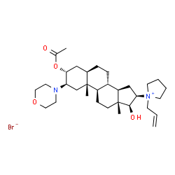 ChemSpider 2D Image | (2alpha,3beta,5beta,8alpha,9beta,10alpha,13alpha,14beta,16alpha,17alpha)-3-Acetoxy-16-(1-allyl-1-pyrrolidiniumyl)-17-hydroxy-2-(4-morpholinyl)androstane bromide | C32H53BrN2O4