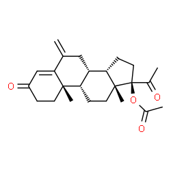 ChemSpider 2D Image | (8alpha,10alpha,13alpha)-6-Methylene-3,20-dioxopregn-4-en-17-yl acetate | C24H32O4