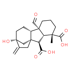 ChemSpider 2D Image | (1beta,4abeta,4balpha,7beta,9abeta,10alpha,10aalpha)-4a-Formyl-7-hydroxy-1-methyl-8-methylenegibbane-1,10-dicarboxylic acid | C20H26O6
