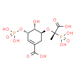 ChemSpider 2D Image | (3S,4R,5S)-5-[(1S)-1-Carboxy-1-phosphonoethoxy]-4-hydroxy-3-(phosphonooxy)-1-cyclohexene-1-carboxylic acid | C10H16O13P2