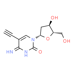 ChemSpider 2D Image | 1-(2-Deoxy-beta-L-erythro-pentofuranosyl)-5-ethynyl-4-imino-3,4-dihydro-2(1H)-pyrimidinone | C11H13N3O4