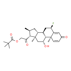 ChemSpider 2D Image | (6beta,8alpha,9beta,10alpha,11alpha,13alpha,14beta,16beta,17alpha)-6-Fluoro-11-hydroxy-16-methyl-3,20-dioxopregna-1,4-dien-21-yl pivalate | C27H37FO5