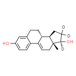 ChemSpider 2D Image | (8alpha,13alpha,14beta,17alpha)-(16,16,17-~2~H_3_)Estra-1(10),2,4,9(11)-tetraene-3,17-diol | C18H19D3O2