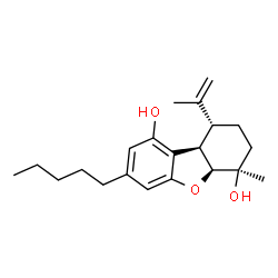 ChemSpider 2D Image | (5aS,6R,9R,9aR)-9-Isopropenyl-6-methyl-3-pentyl-5a,6,7,8,9,9a-hexahydrodibenzo[b,d]furan-1,6-diol | C21H30O3